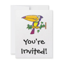 silly tropical toucan cartoon invite
