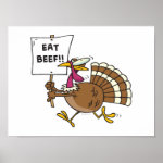 silly turkey with eat beef sign toon poster silly turkey with eat beef sign toon poster