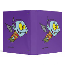 silly vampire bat boy character 3 ring binders