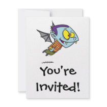 silly vampire bat boy character personalized invite