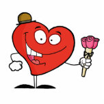 silly vday heart cartoon giving roses photo sculptures