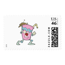 silly villian evil milkshake character postage stamp