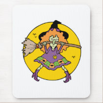 silly wicked witch with broomstick mousepads
