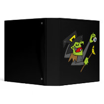 silly witch with eyeball & wand 3 ring binder