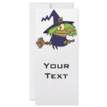 silly witchy witch toad on broomstick rack card design