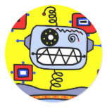 Silly Yellow  Retro Robot Spaceman stickers