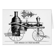 Silsby Rotary Steam Fire Engine Greeting Card