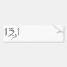 Silver 13.1 half-marathon bumper stickers