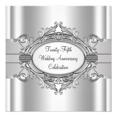 Silver 25th Anniversary Party Custom Invite