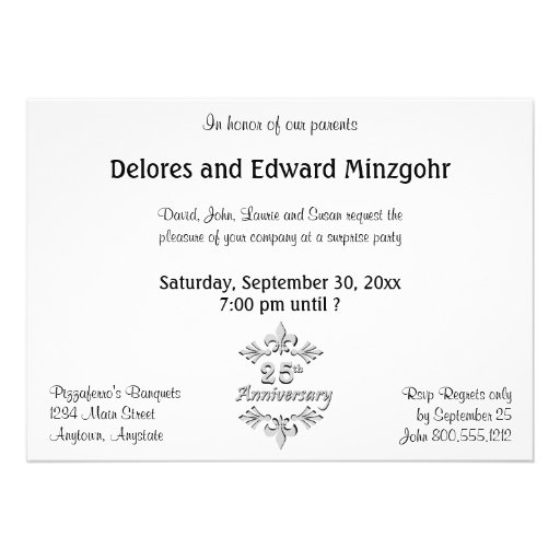 Silver (25th) Anniversary Party invitations