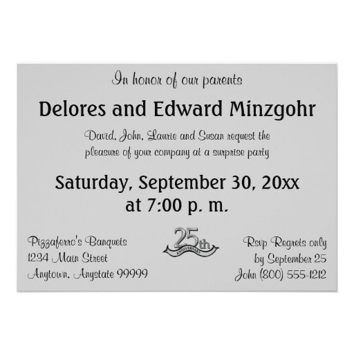 Silver (25th) Anniversary Party invitations