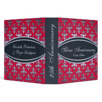 Silver 25th Anniversary Photo Damask Album 3 Ring Binders