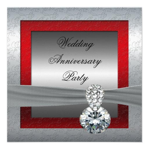 Silver 25th Wedding Anniversary Party Invitation (front side)