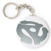 Silver 3D 45 RPM Adapter Key Chains