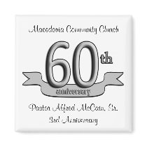 Silver 60th Anniversary Party Favors Magnet