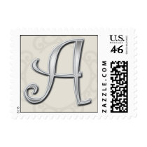 Silver A Monogram Postage Stamps