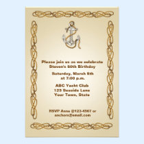 Silver Anchor, Nautical Rope Border invitations