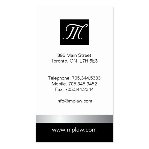 Silver and Black Business Cards (back side)