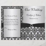 Silver and Black Damask Wedding Program Flyer Design