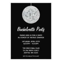 Silver and Black Disco Ball Bachelorette Party Invitation