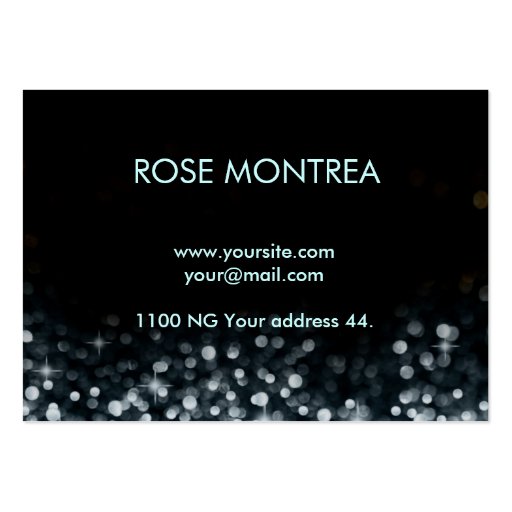 Silver and Black Falling Glitter Business Card (back side)
