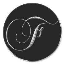 Silver And Black Formal Wedding Monogram F Seal stickers