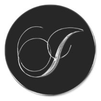 Silver And Black Formal Wedding Monogram I Seal stickers by TDSwhite Silver And Black Formal Wedding Monogram I Seal stickers