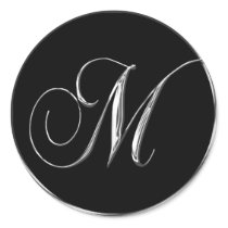 Silver And Black Formal Wedding Monogram M Seal stickers