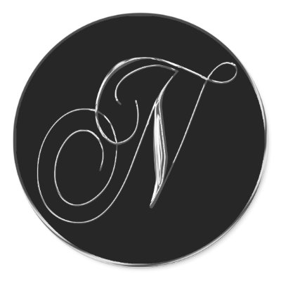 Silver And Black Formal Wedding Monogram N Seal Sticker by TDSwhite