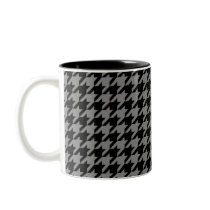Silver and Black Houndstooth Mugs