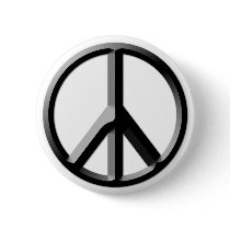 Silver and Black Peace Sign Button by irregulargoods Silver and Black Peace Sign Button