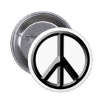 Silver and Black Peace Sign Button