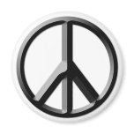 Silver and Black Peace Sign Magnet
