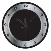 Silver and Black Wall Clock Wall Clock at Zazzle