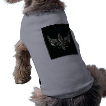 SILVER AND BLACK WINGED FLEUR-DE-LIS DOG TEE SHIRT