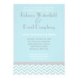 Silver and Blue Modern Chevron Wedding Invitation invitations