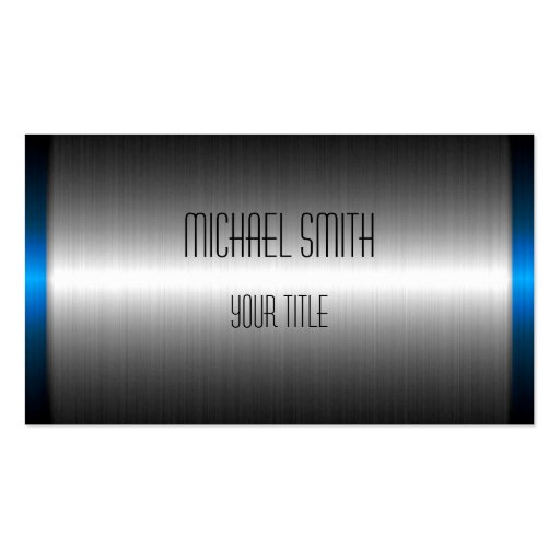 Silver and Blue Stainless Steel Metal Business Card Template (front side)