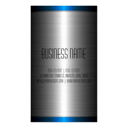 Silver and Blue Stainless Steel Metal Business Card Template (back side)