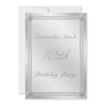 Silver and Diamond Effect 70th Birthday Party Personalized Announcement