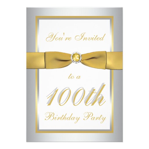 Silver and Gold 100th Birthday Invitation