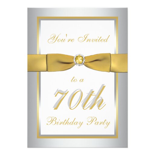 Silver And Gold 70th Birthday Invitation 5 X 7 Invitation Card Zazzle