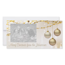Silver and Gold Ornate Christmas Balls Personalized Photo Card