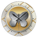 Silver and Golden Effect Butterfly BG5 Round Wallclock