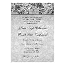 Silver and Gray Vintage Floral Wedding B750 Announcement