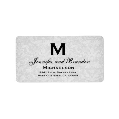 Silver and Gray Wedding Monogram Personalized Address Label