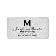 Silver and Gray Wedding Monogram Personalized Address Label