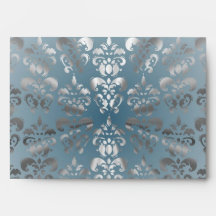Silver and grey/blue damask envelopes