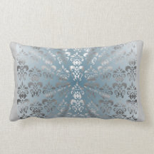 Silver and grey/blue damask pillows