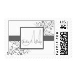 Silver and Grey Floral Swirl Monogram Postage stamp