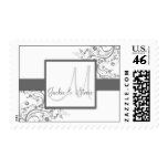 Silver and Grey Floral Swirl Monogram Postage